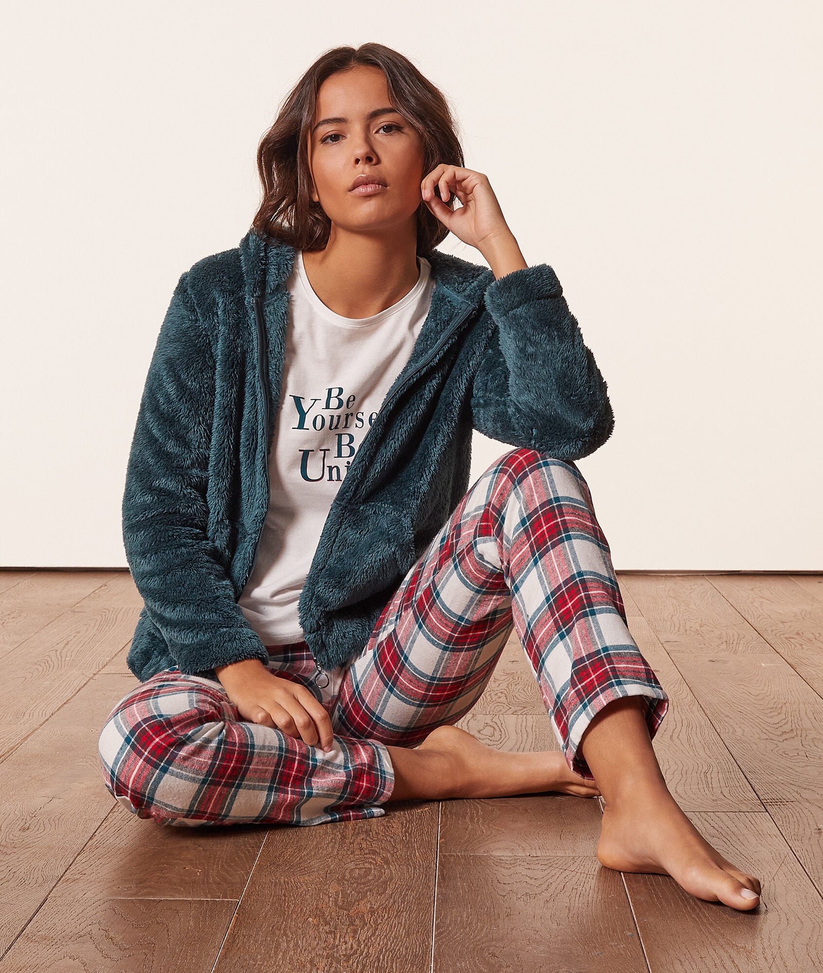 Pijama 3 piezas chaqueta polar - CATHELYN - VERT - ETAM