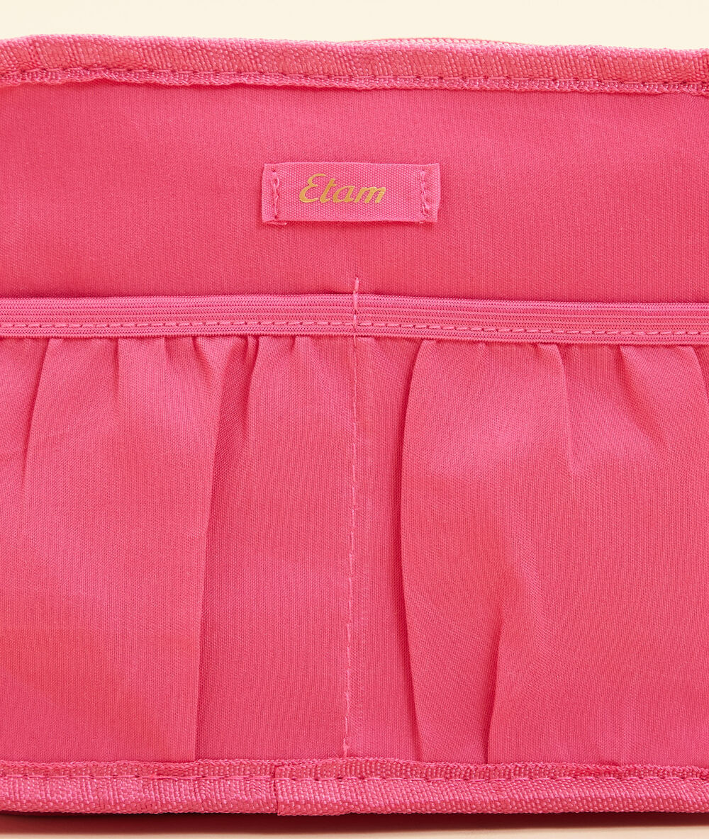 Neceser cremalleras, estampado tropical fucsia.