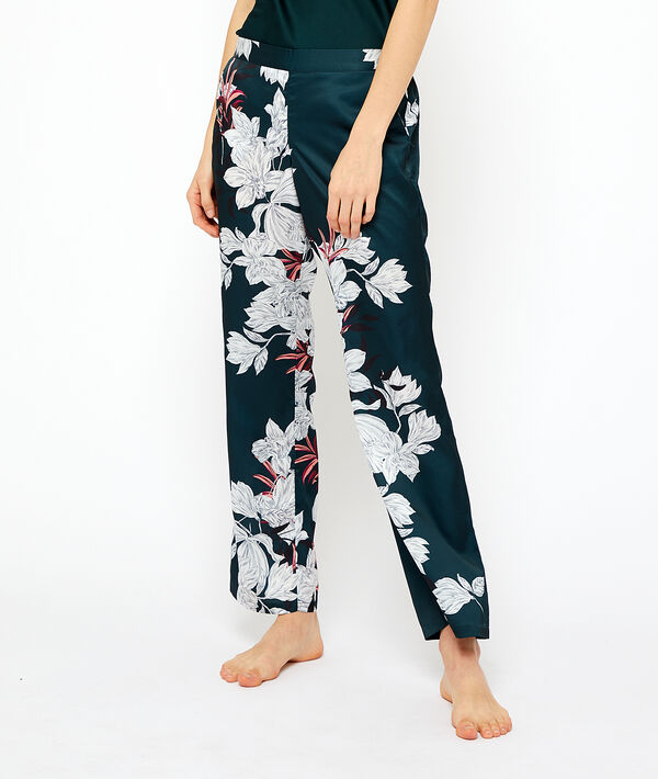 Pantalón pijama de satén estampado floral Pantalón pijama de satén estampado floral;${refinementColor}