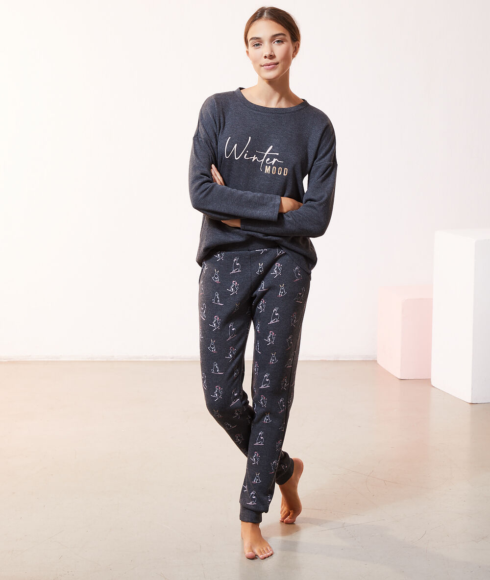 Pantalón estampado antracita.