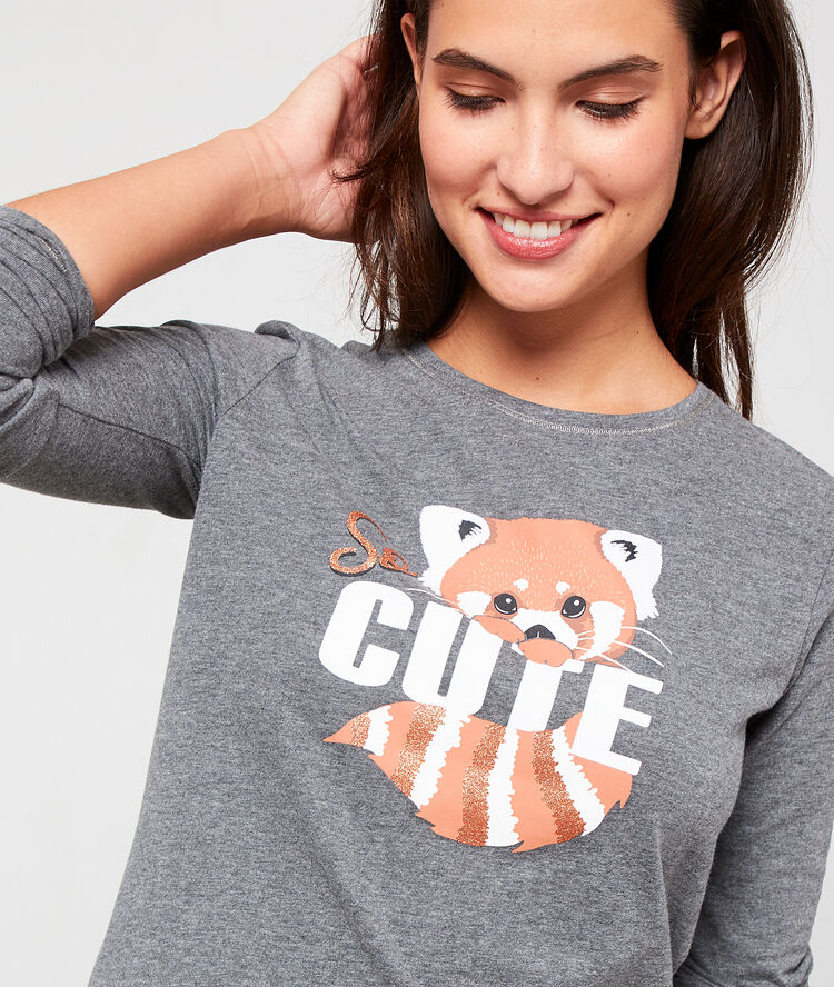 Camiseta manga larga 'cute' antracita.