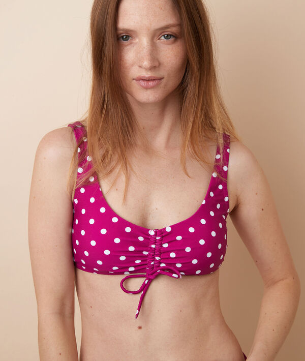 Top bikini estampado de lunares, copas extraíbles Top bikini estampado de lunares, copas extraíbles;${refinementColor}