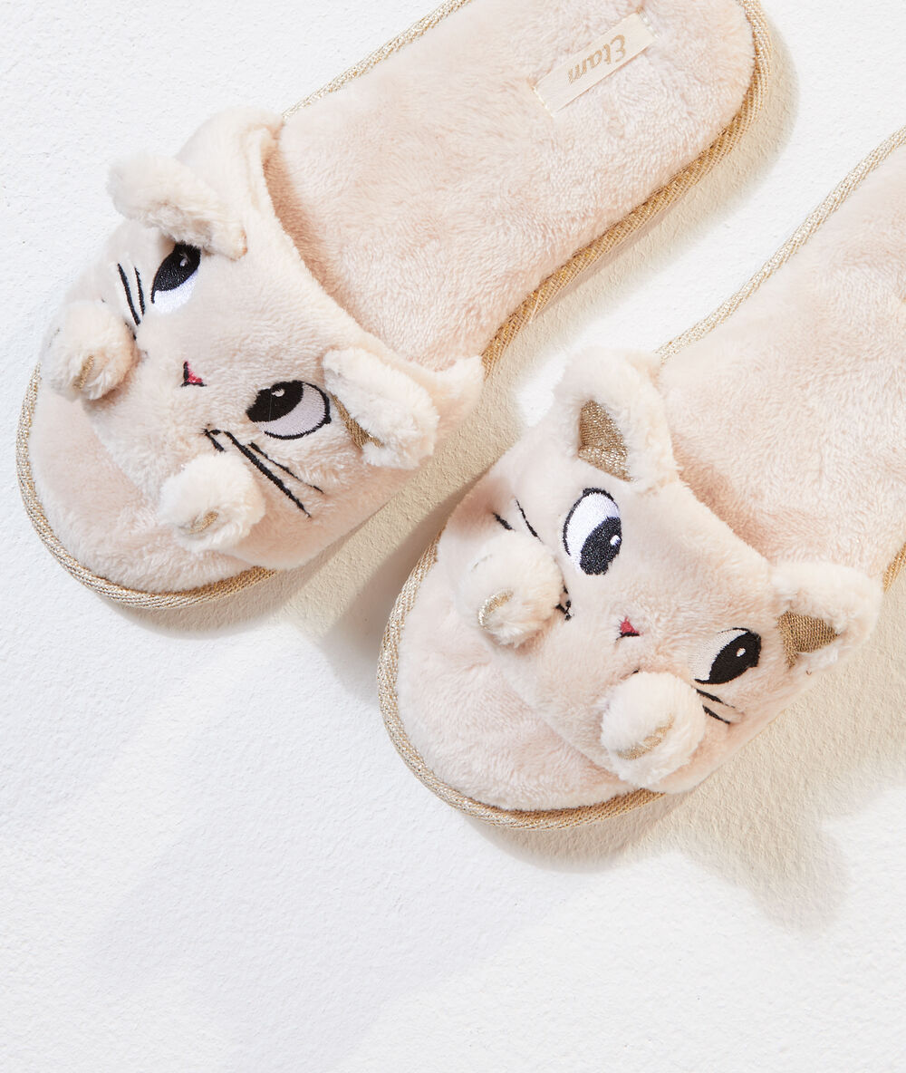 Zapatillas tipo chancla gatos c.beige.