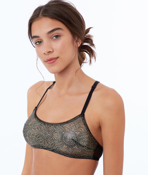 Bralette encaje dorado oro.