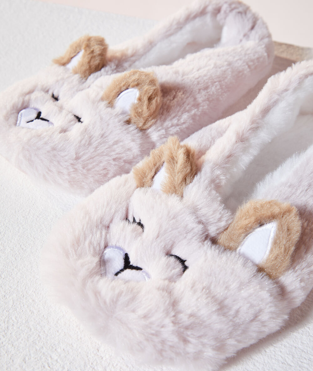 Chaussons ballerine "écureuils" ecru.