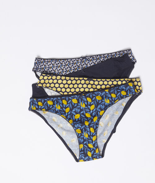 Lote de 4 braguitas estampadas azul marino.