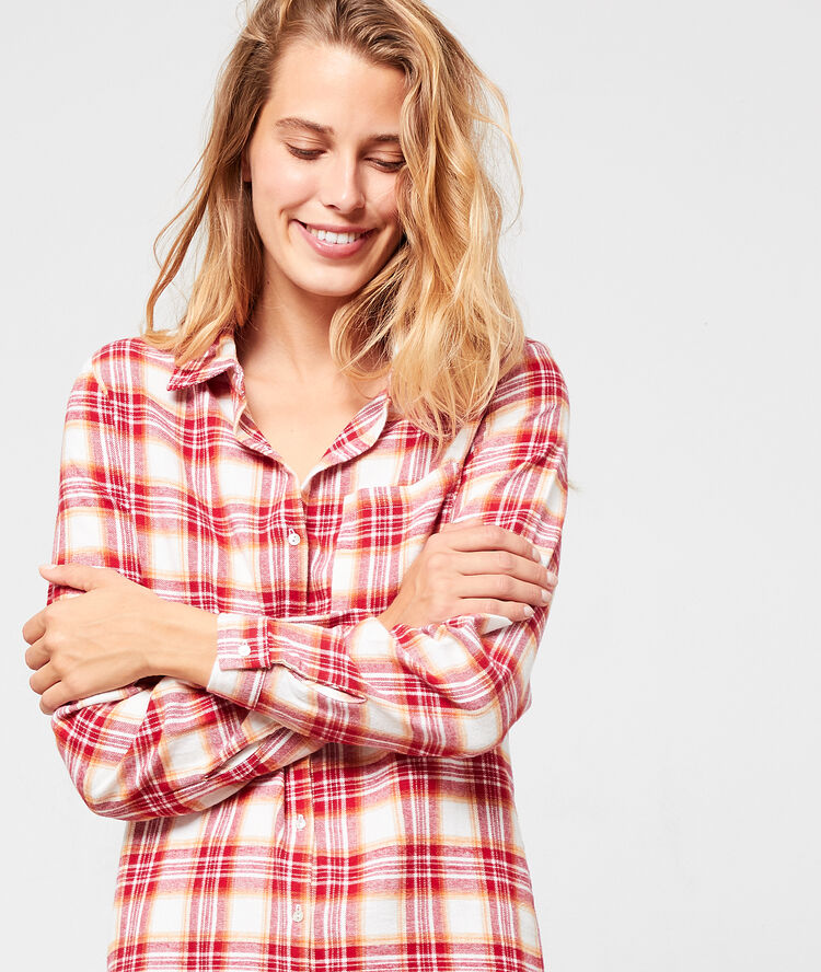 Camisón estampado de cuadros terracota.
