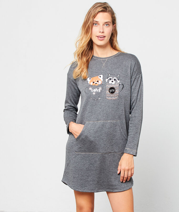 Camisón manga larga mapache c.gris.