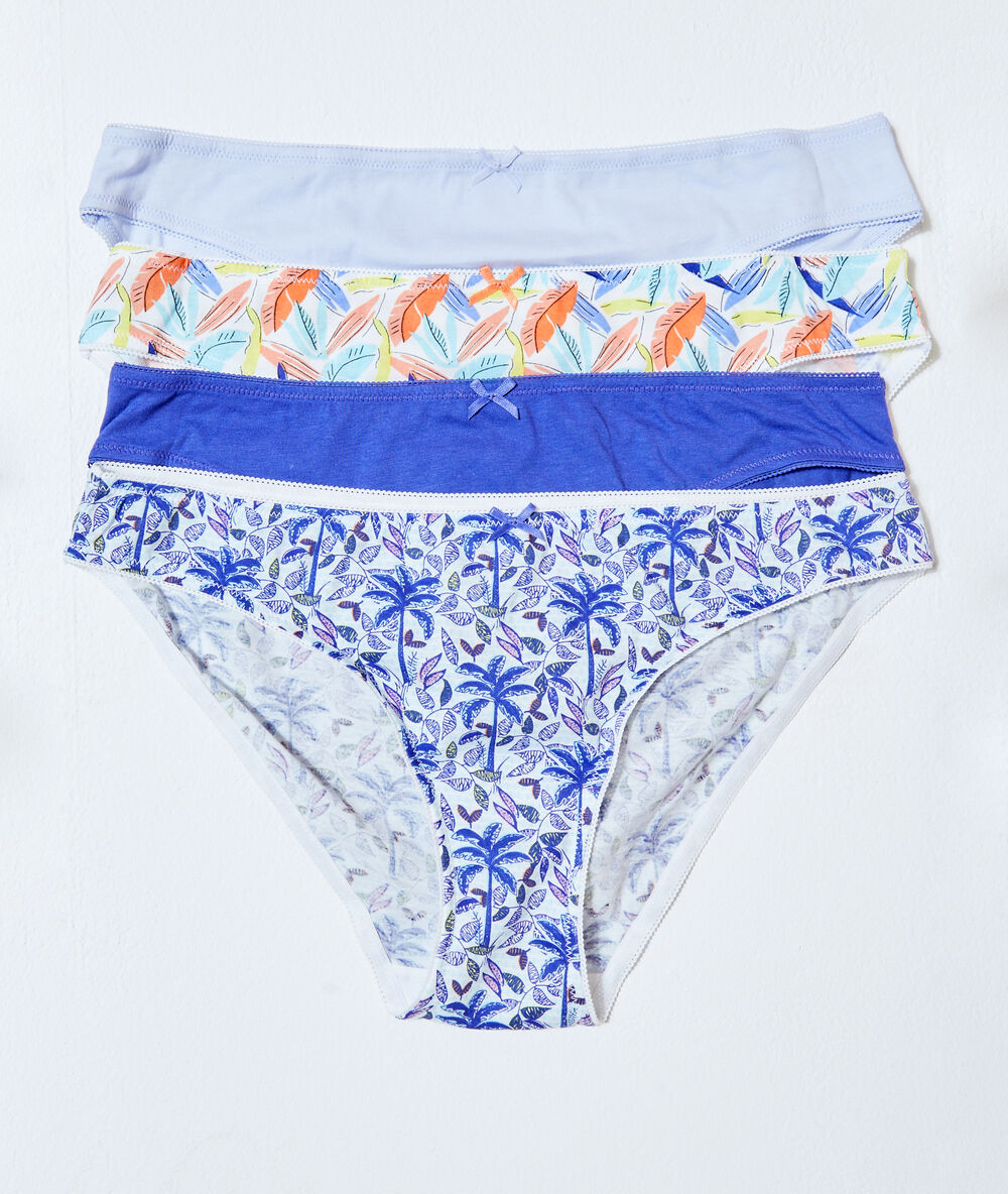 Lote de 4 braguitas estampadas azul.