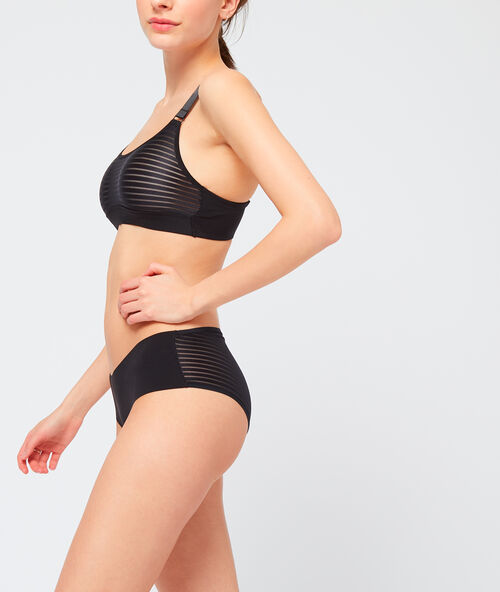 Braguita de microfibra, dos texturas negro.