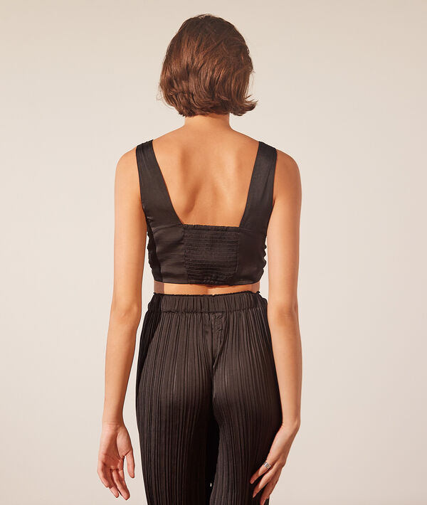 Crop top con nudo satinado Crop top con nudo satinado;${refinementColor}