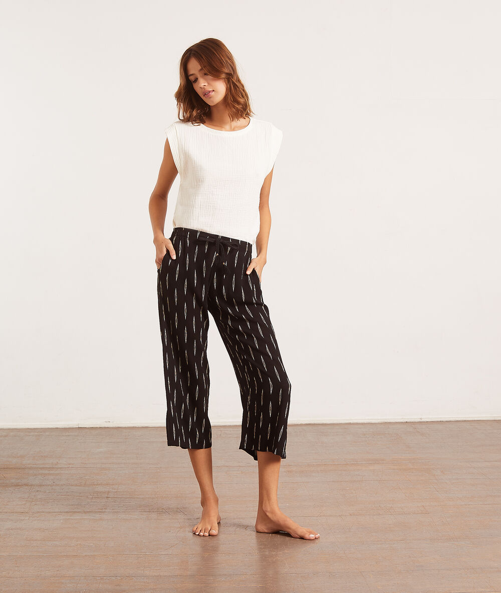 Pantalón pijama 7/8 negro.