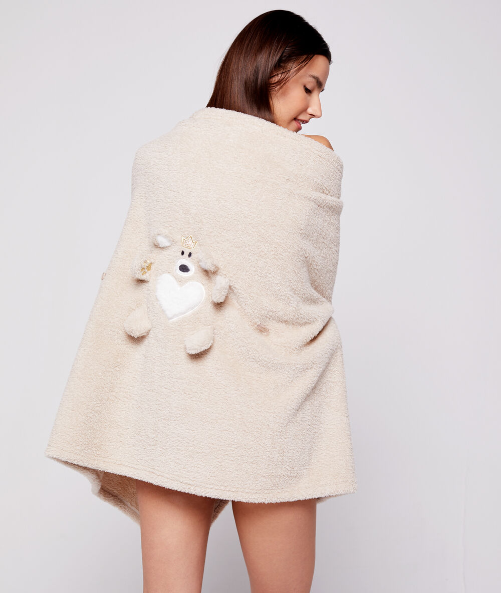 Plaid oso tejido peluche c.gris.