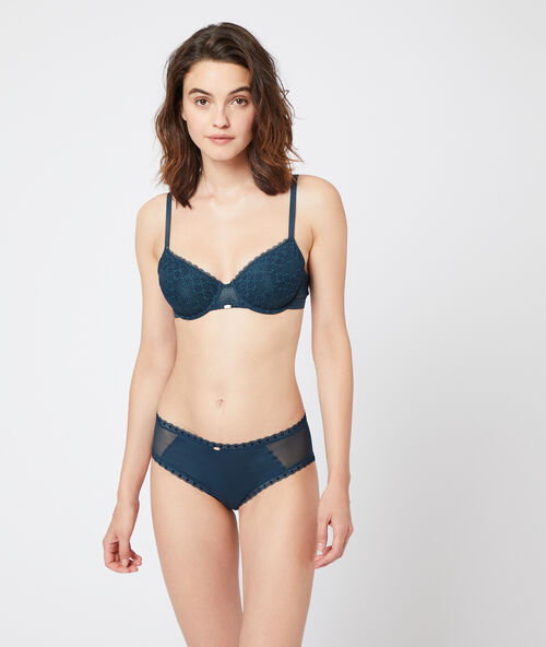 Culote de tul y microfibra azul.