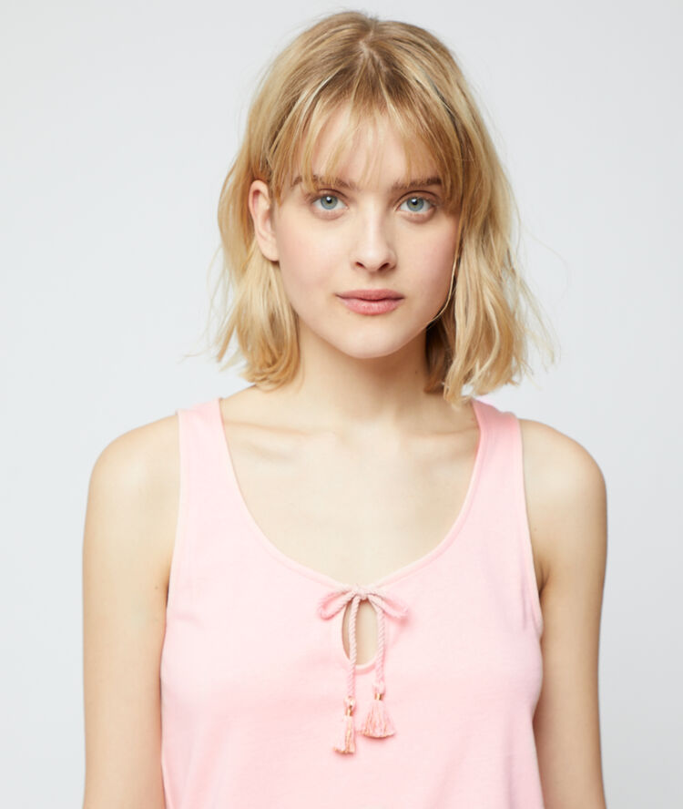 Top holgado, algodón eco rosa.