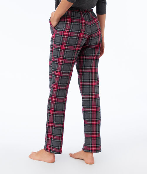 Pantalón estampado de cuadros rojo.