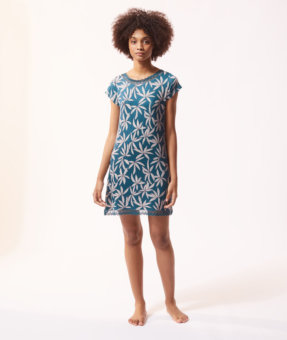 Camisón estampado turquesa.