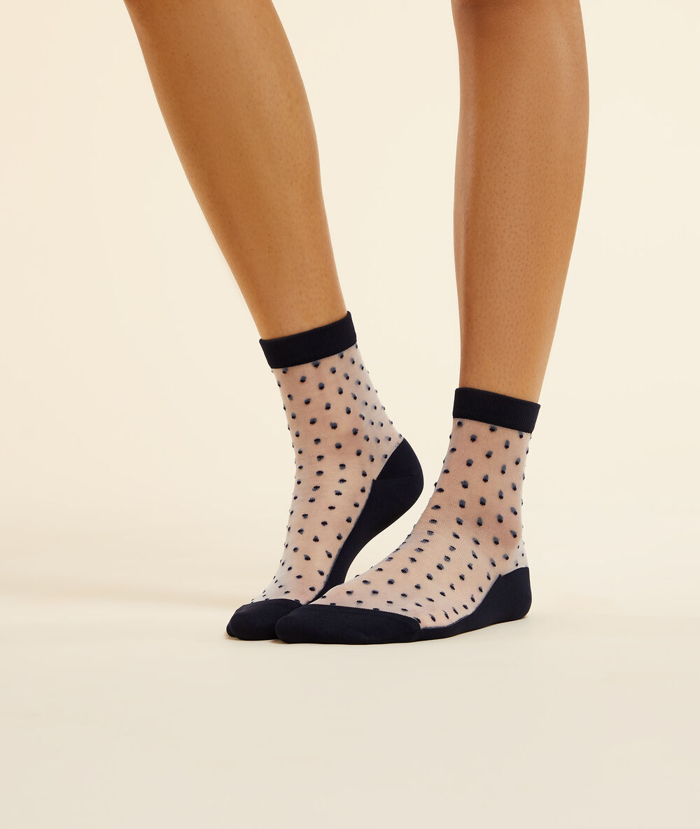 Lote de 2 pares de calcetines semitransparentes azul marino.