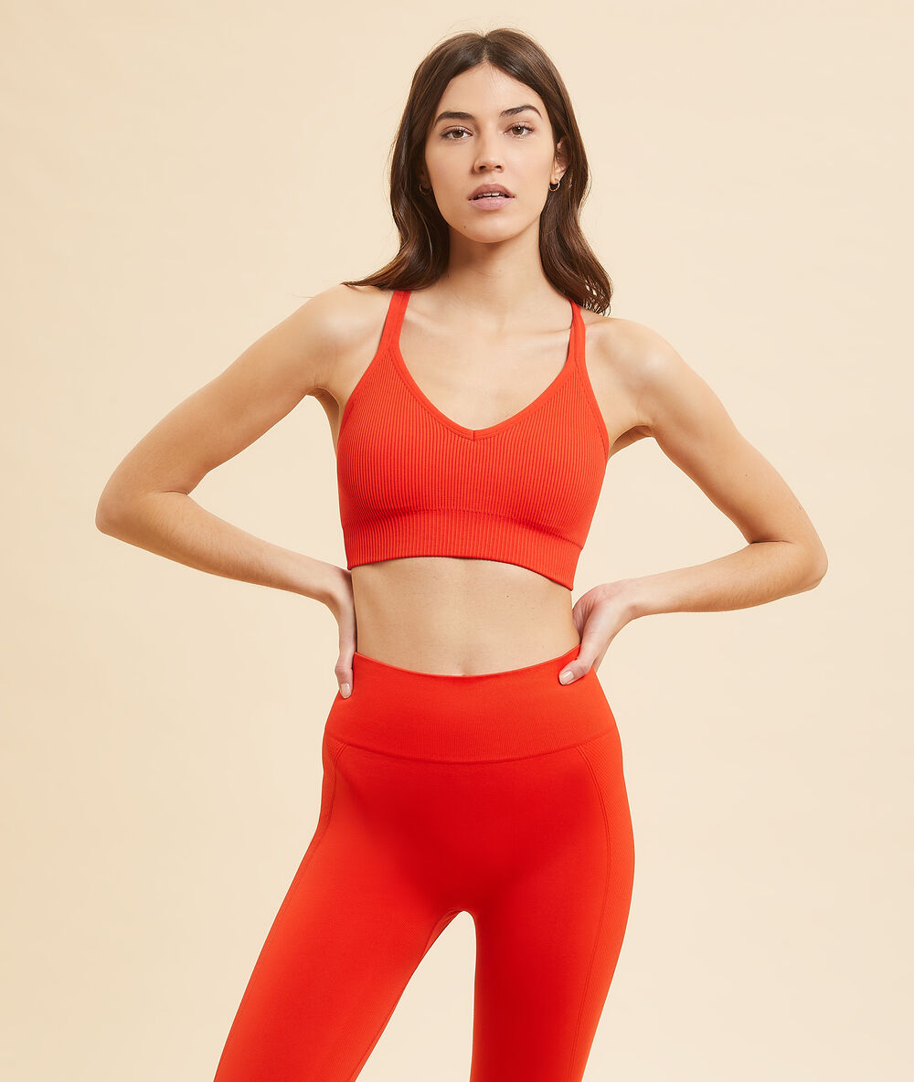 Leggings de yoga bermellón.