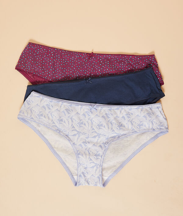 Lote de 3 culotes estampados de algodón Lote de 3 culotes estampados de algodón;${refinementColor}