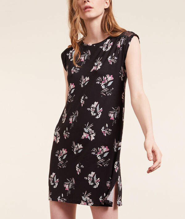 Camisón sin mangas viscosa, estampado floral Camisón sin mangas viscosa, estampado floral;${refinementColor}
