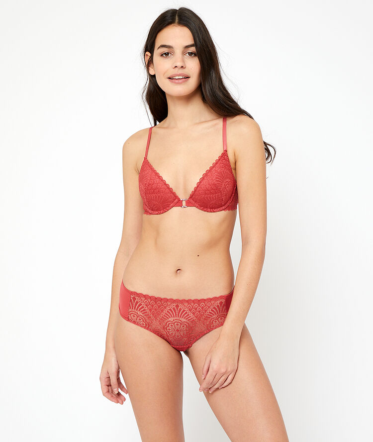 Culote de encaje floral rojo.
