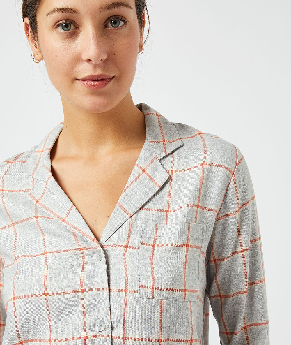 Camisa pijama, estampado cuadros c.gris.