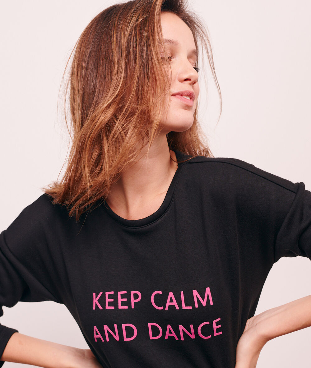 Camisón 'keep calm and dance' negro.
