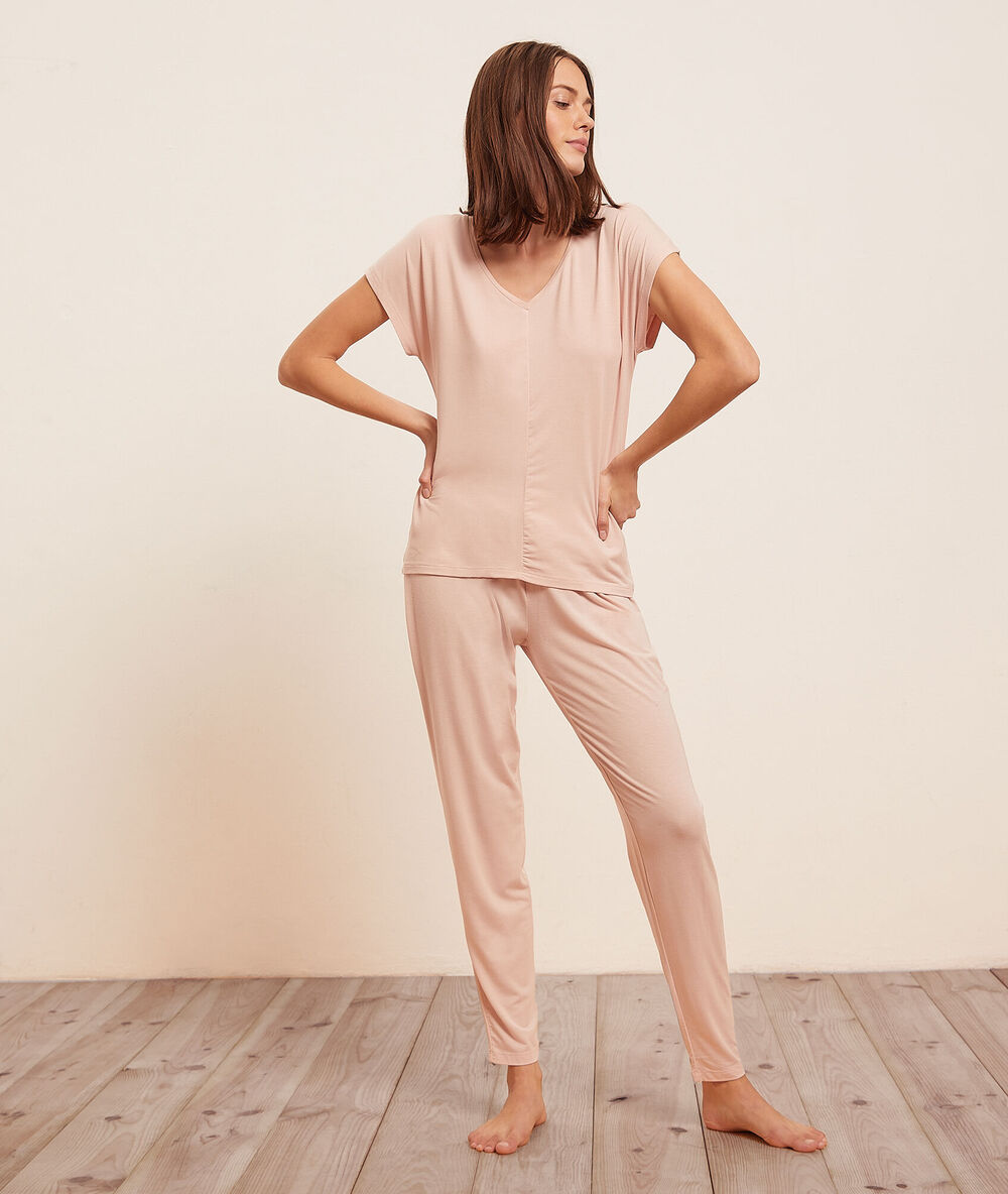 Spe es - pantalon de pyjama uni rose poudre.