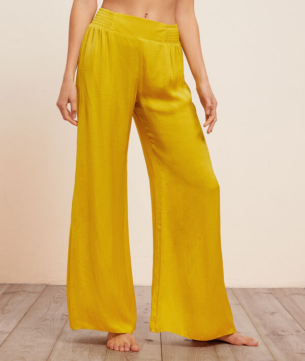 Pantalón de pijama ancho de satén Pantalón de pijama ancho de satén;${refinementColor}