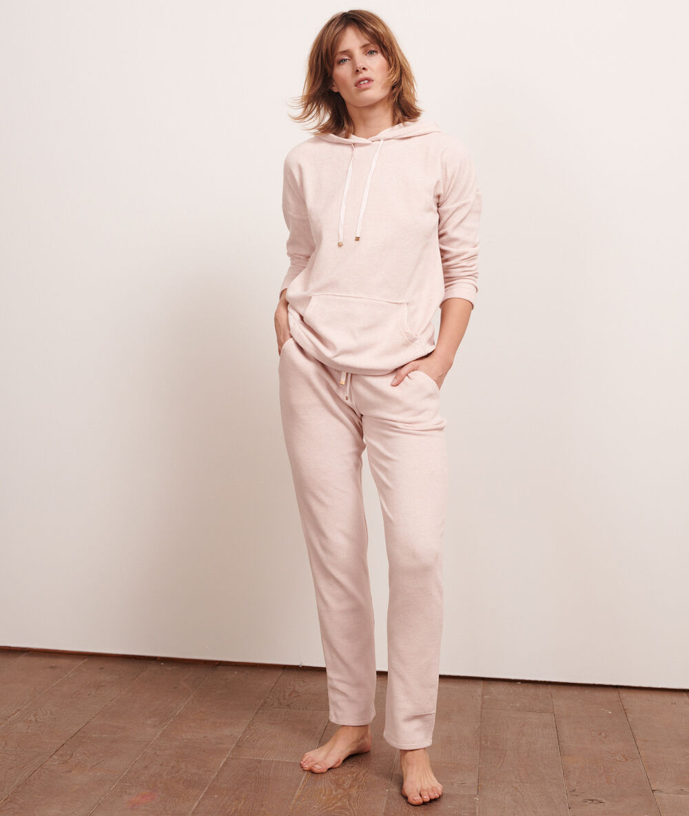 Pantalon micropolaire à nouer rose.