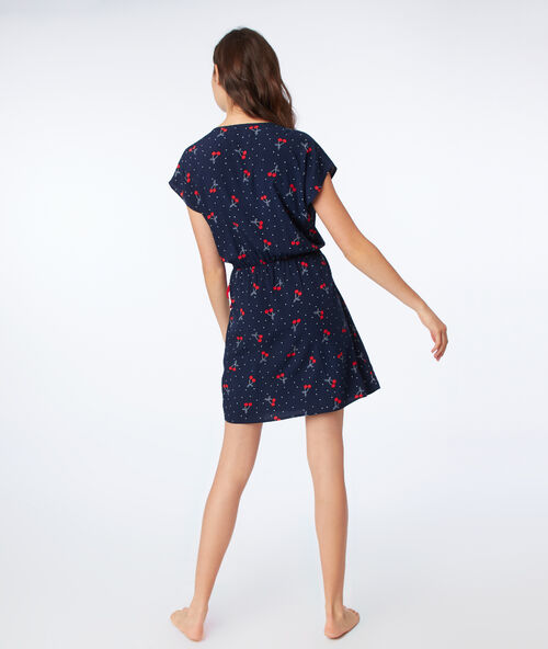 Camisón estampado cerezas azul marino.