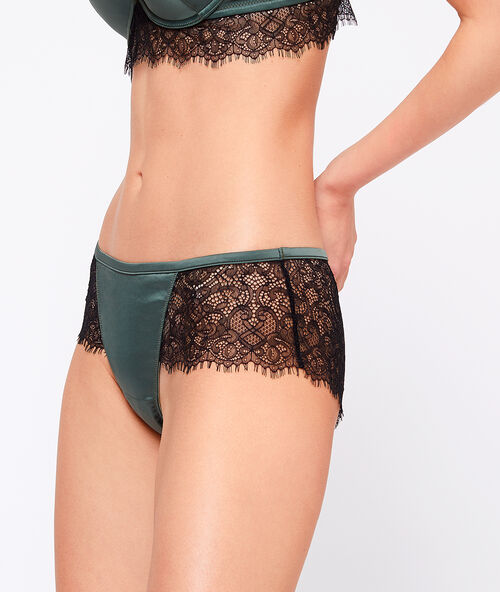 Culote de satén y encaje caqui.