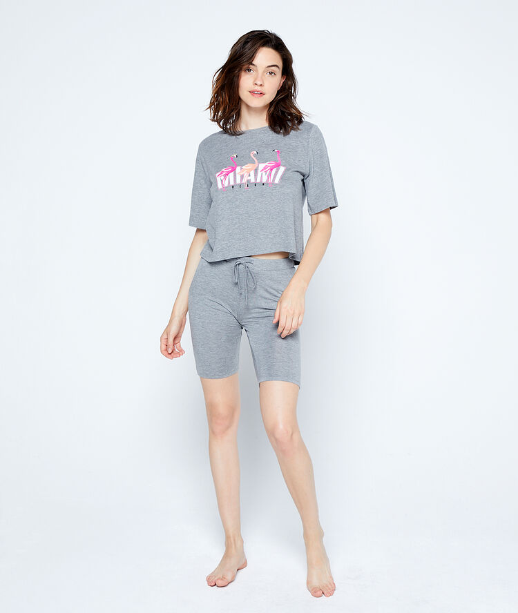 Pantalón tipo bermuda estampado 'florida' c.gris.