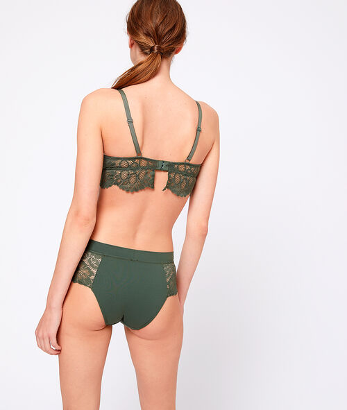 Culote de encaje floral y microfibra Culote de encaje floral y microfibra