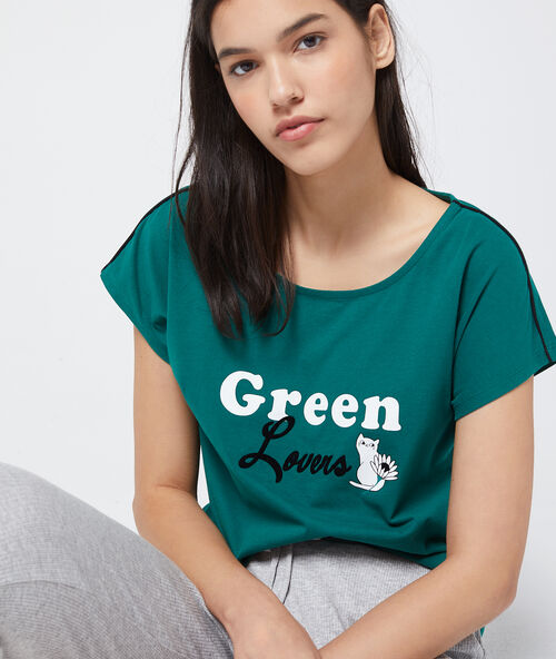 Camiseta estampada algod&oacute;n org&aacute;nico verde.