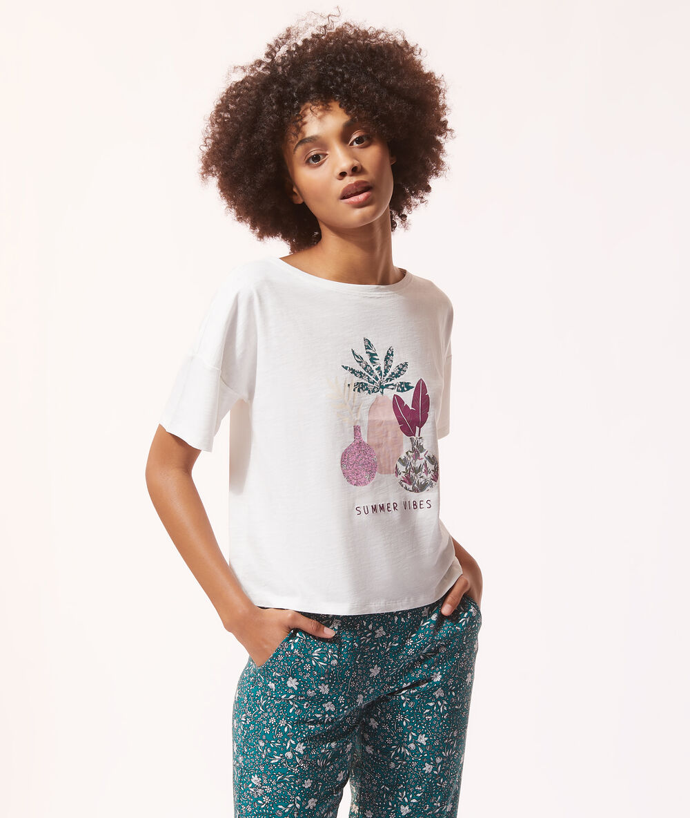 T-shirt imprimé ecru.