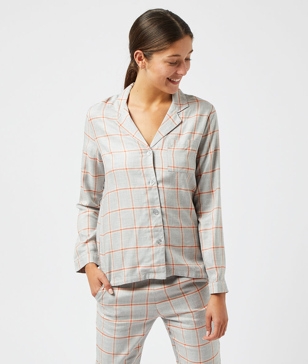 Camisa pijama, estampado cuadros c.gris.