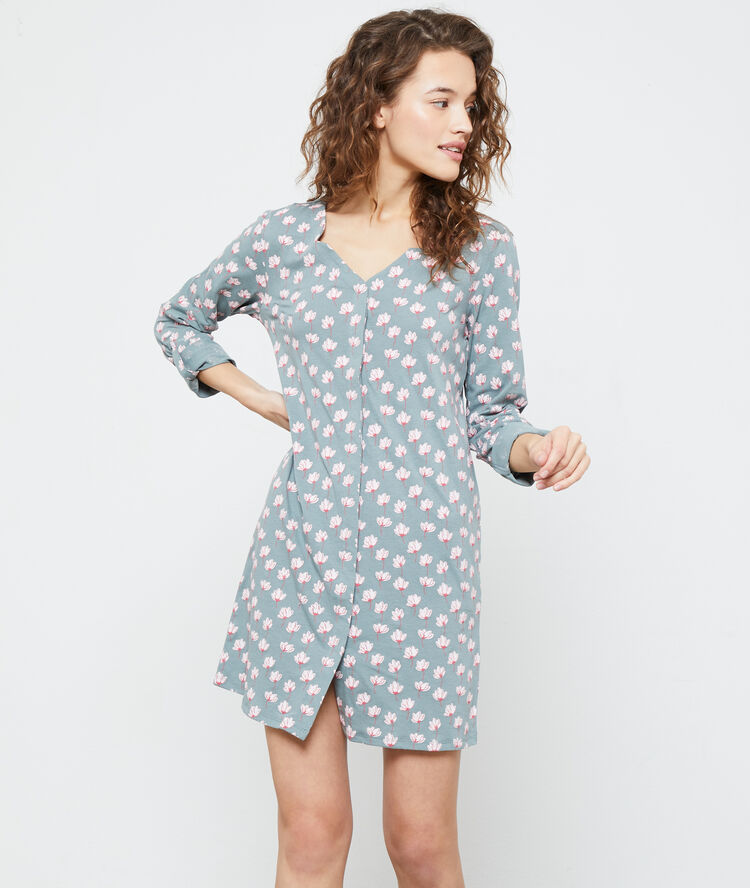 Camisón estampado floral caqui.