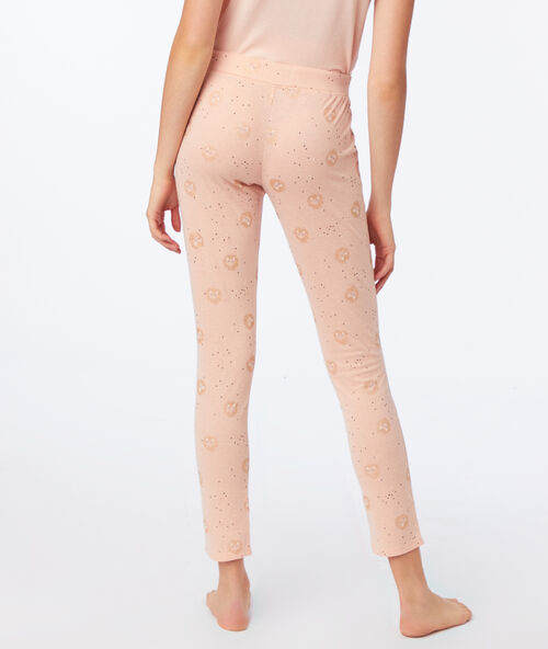Pantalón 7/8 estampado de gatos melocotón.