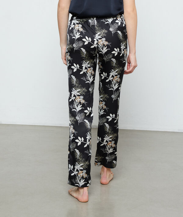 Pantalón de satén estampado hojas Pantalón de satén estampado hojas;${refinementColor}