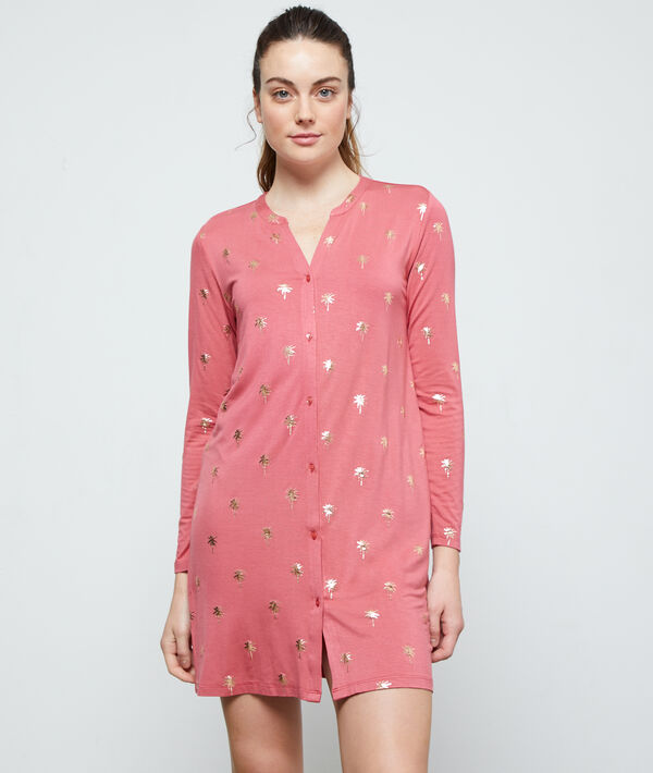 Camisón manga larga estampado palmeras Camisón manga larga estampado palmeras
