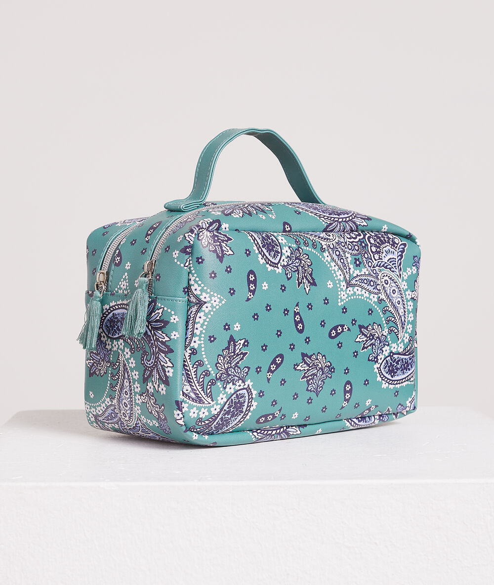 Neceser estampado bandana verde.