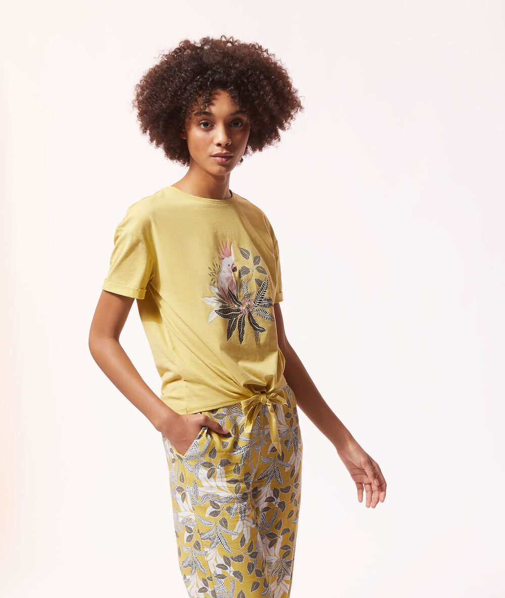 Camiseta manga corta estampada anís.