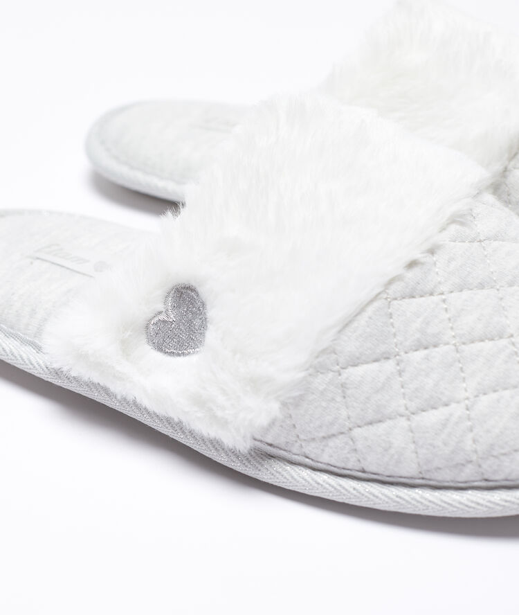 Zapatillas mullidas con pelo decorativo c.gris.