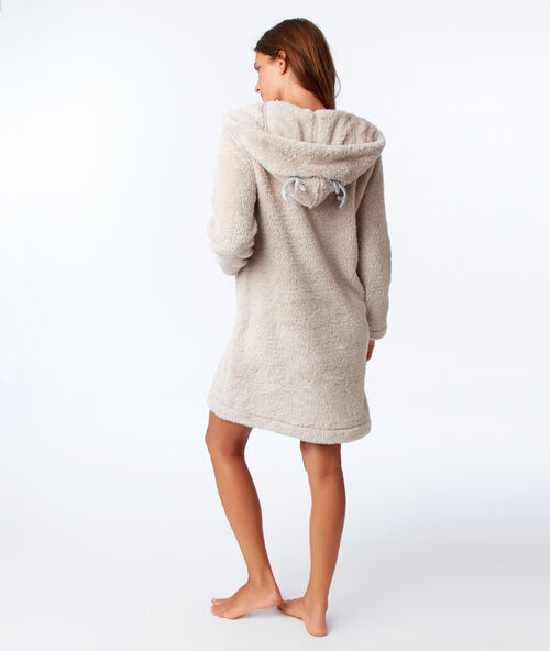 Chaqueta larga tejido peluche reno c.beige.