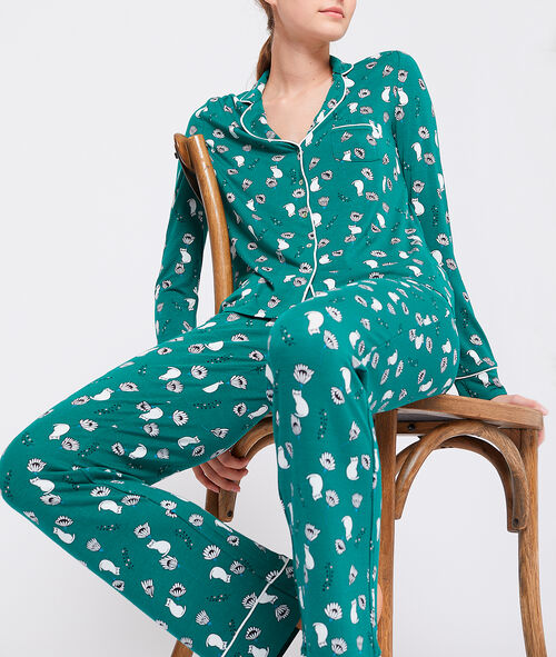 Pantalón estampado felinos. Viscosa ecoresponsable Pantalón estampado felinos. Viscosa ecoresponsable