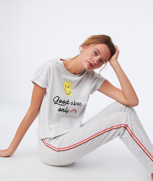Camiseta good vibes only c.gris claro.