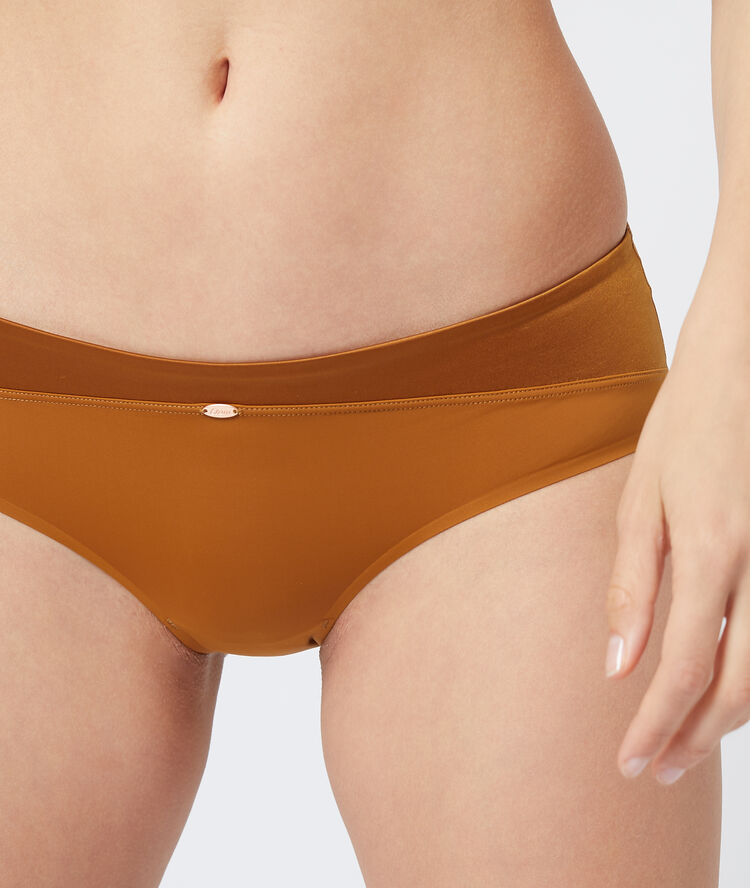 Culote de microfibra dos texturas bronce.