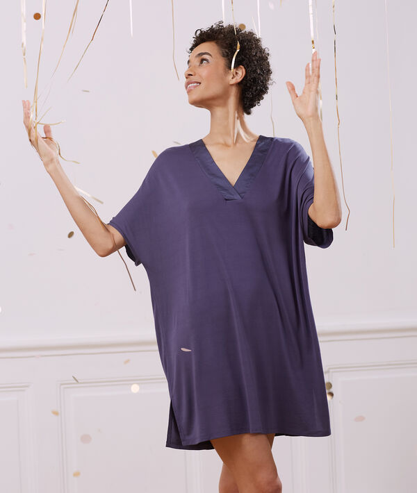 Chemise de nuit col satiné Chemise de nuit col satiné;${refinementColor}
